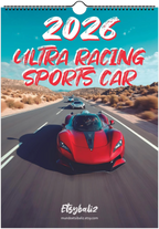 2026 Calendar | ENGLISH | Ultra Racing Sports Cars. Futuristic Sports Vehicles Racing Car for Speed Lovers