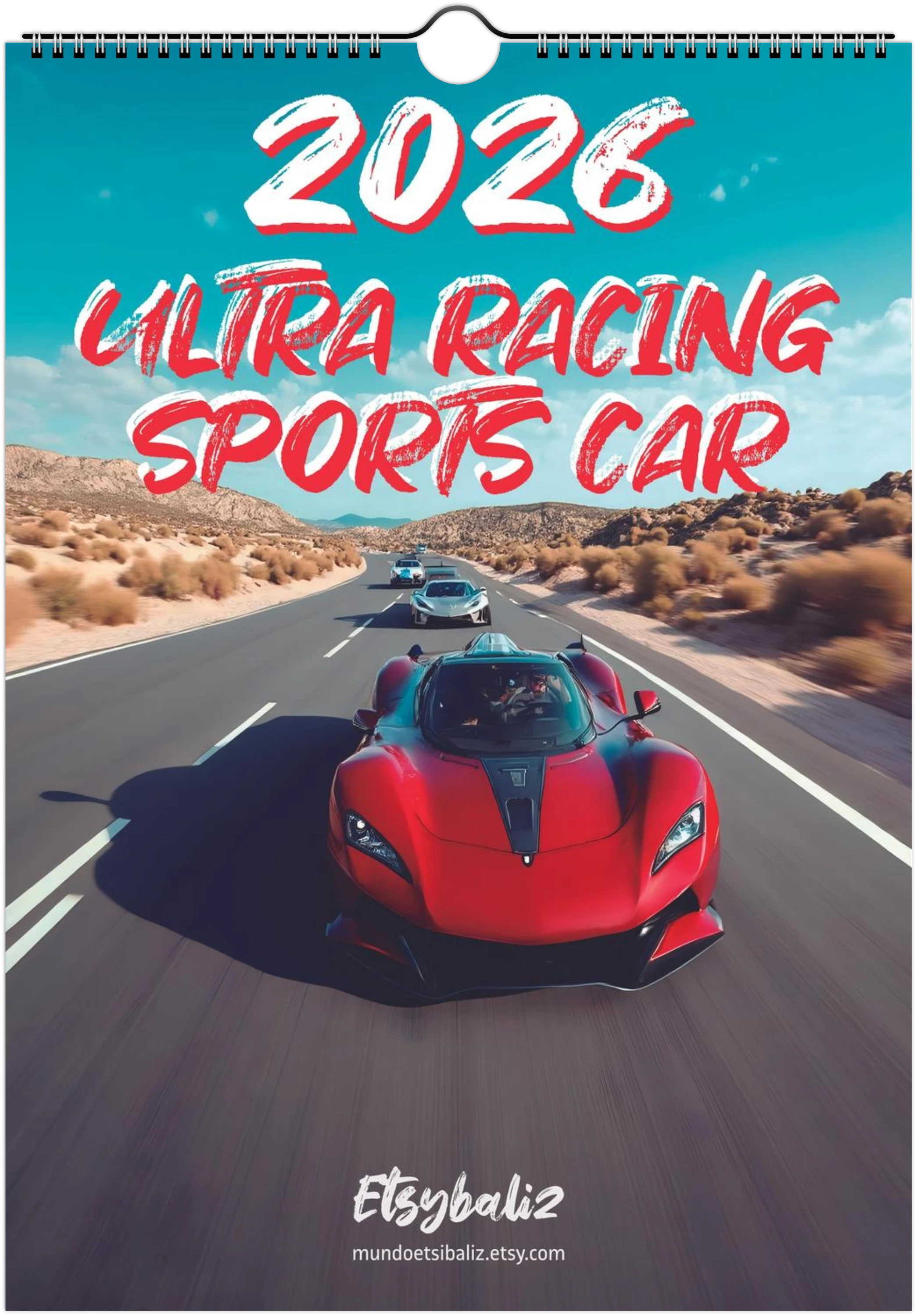 2026 Calendar | ENGLISH | Ultra Racing Sports Cars. Futuristic Sports Vehicles Racing Car for Speed Lovers