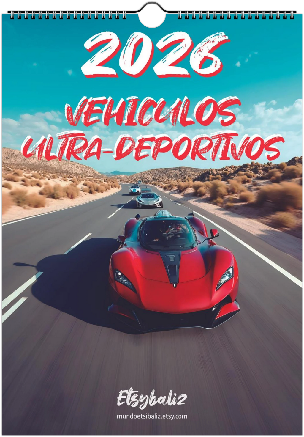 2026 Calendar | SPANISH | Sports and Futuristic Vehicles Race Car