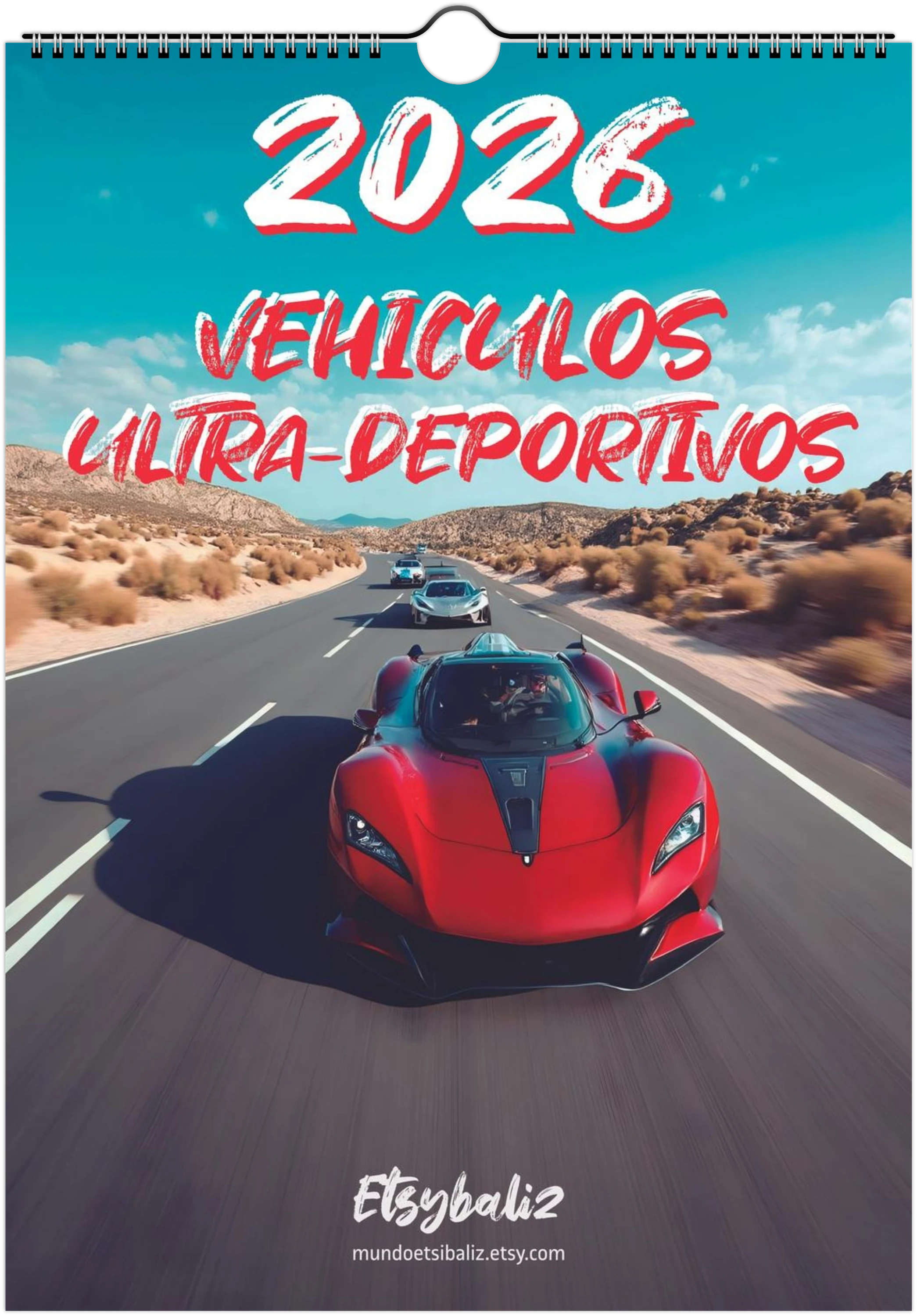 2026 Calendar | SPANISH | Sports and Futuristic Vehicles Race Car