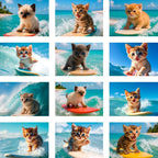 Surfer Kittens Calendar 2026 | SPANISH | DOWNLOADABLE PDF | Printable digital calendar with cat theme