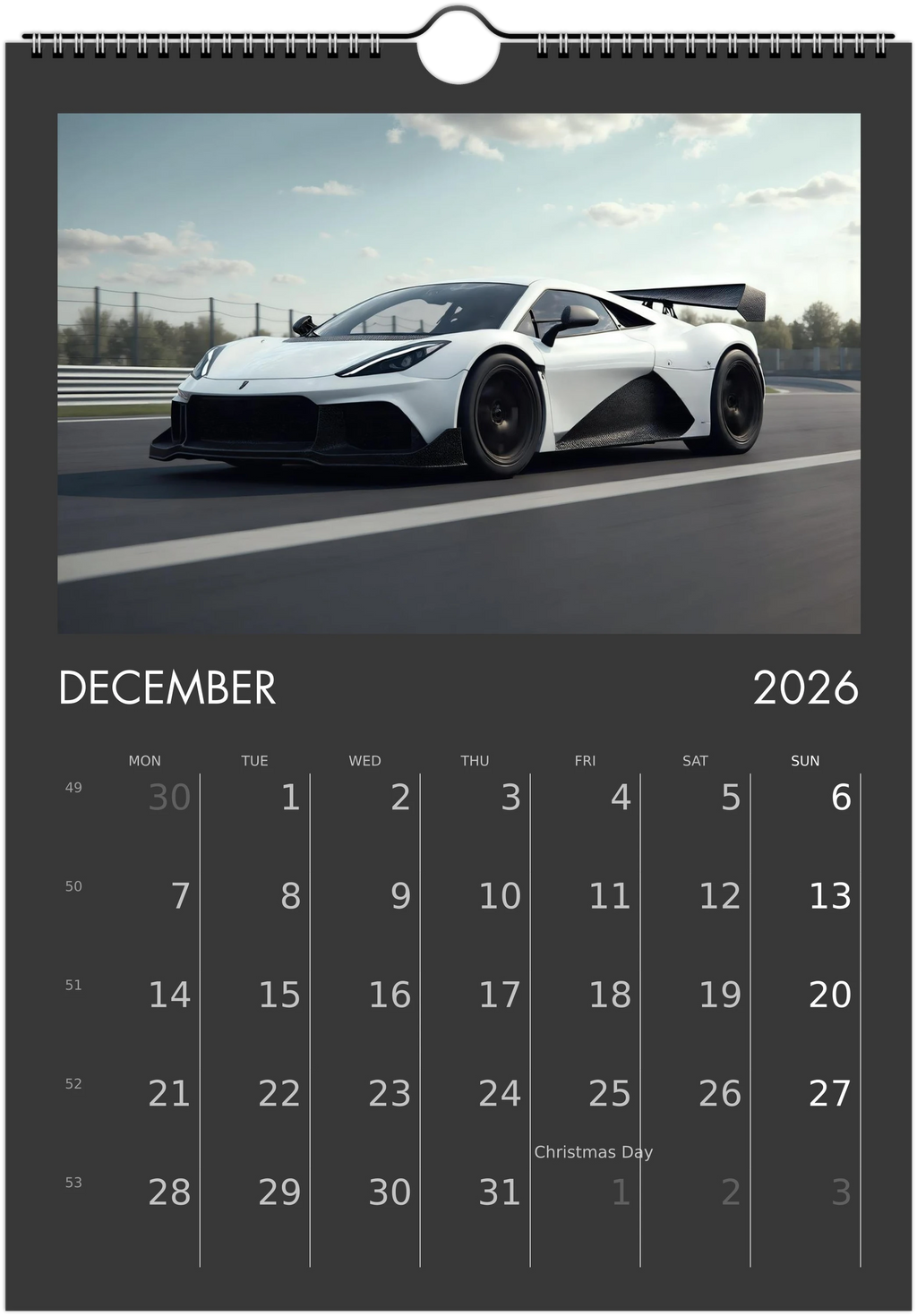 2026 Calendar | ENGLISH | Ultra Racing Sports Cars. Futuristic Sports Vehicles Racing Car for Speed Lovers