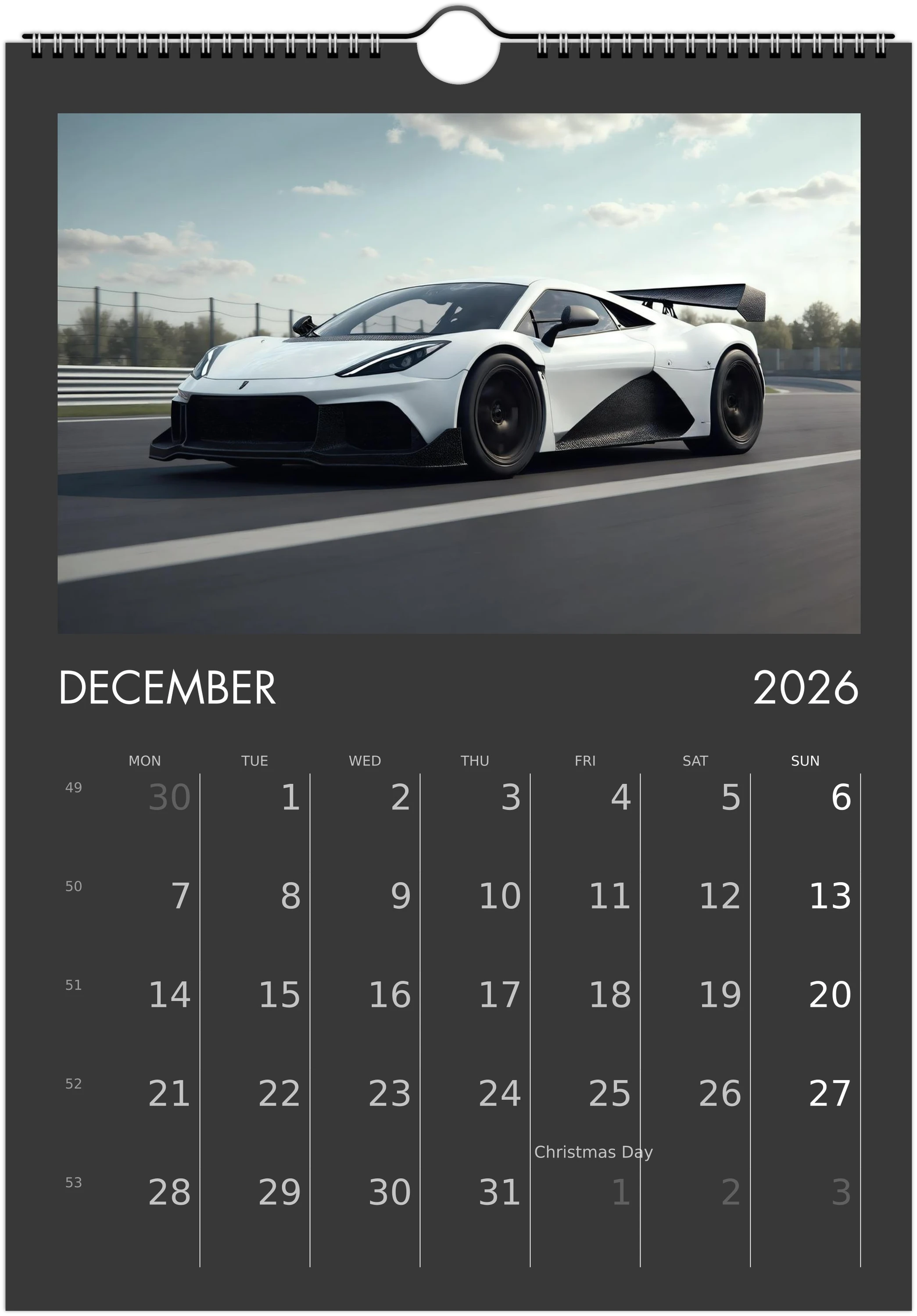 2026 Calendar | ENGLISH | Ultra Racing Sports Cars. Futuristic Sports Vehicles Racing Car for Speed Lovers