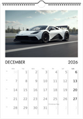 2026 Calendar | ENGLISH | Ultra Racing Sports Cars. Futuristic Sports Vehicles Racing Car for Speed Lovers
