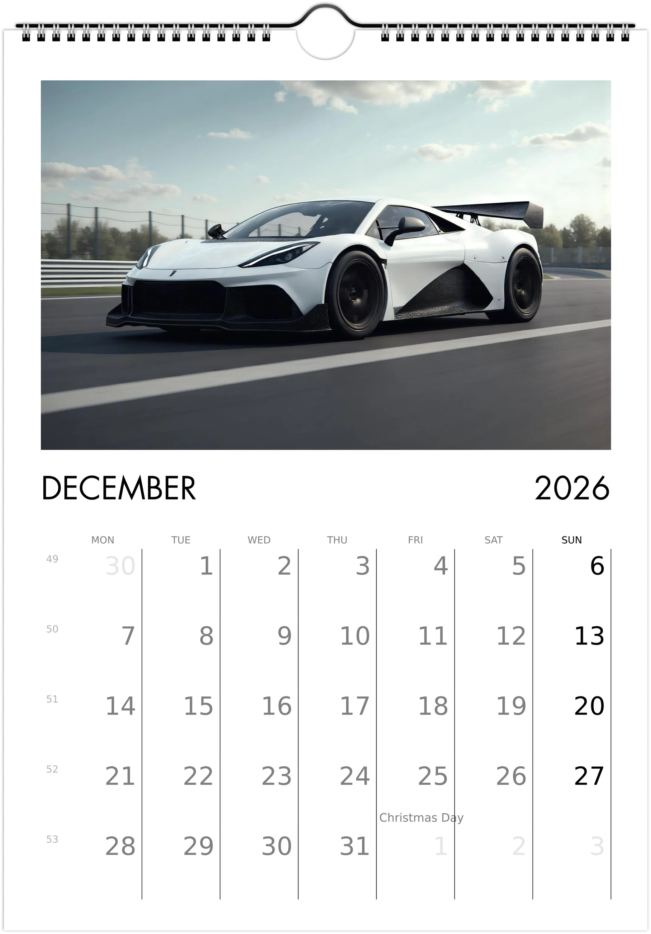 2026 Calendar | ENGLISH | Ultra Racing Sports Cars. Futuristic Sports Vehicles Racing Car for Speed Lovers