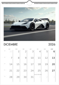 2026 Calendar | SPANISH | Sports and Futuristic Vehicles Race Car