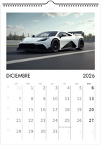 2026 Calendar | SPANISH | Sports and Futuristic Vehicles Race Car