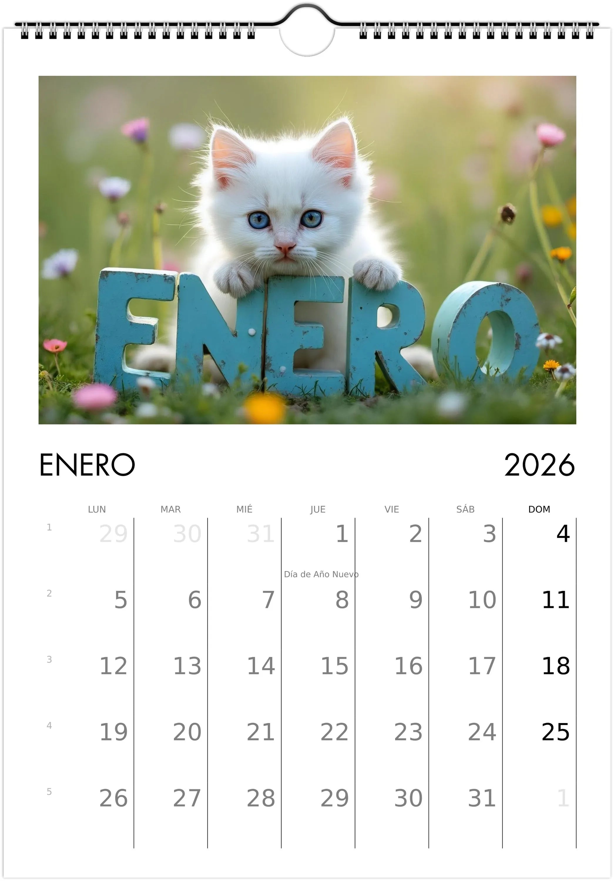 Minino Calendar 2026 😻 | SPANISH | Cute Kittens Perfect Gift for Cat Lovers