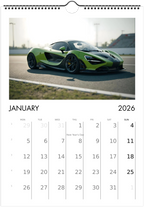 2026 Calendar | ENGLISH | Ultra Racing Sports Cars. Futuristic Sports Vehicles Racing Car for Speed Lovers