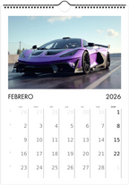 2026 Calendar | SPANISH | Sports and Futuristic Vehicles Race Car