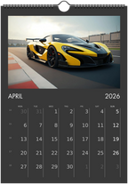 2026 Calendar | ENGLISH | Ultra Racing Sports Cars. Futuristic Sports Vehicles Racing Car for Speed Lovers