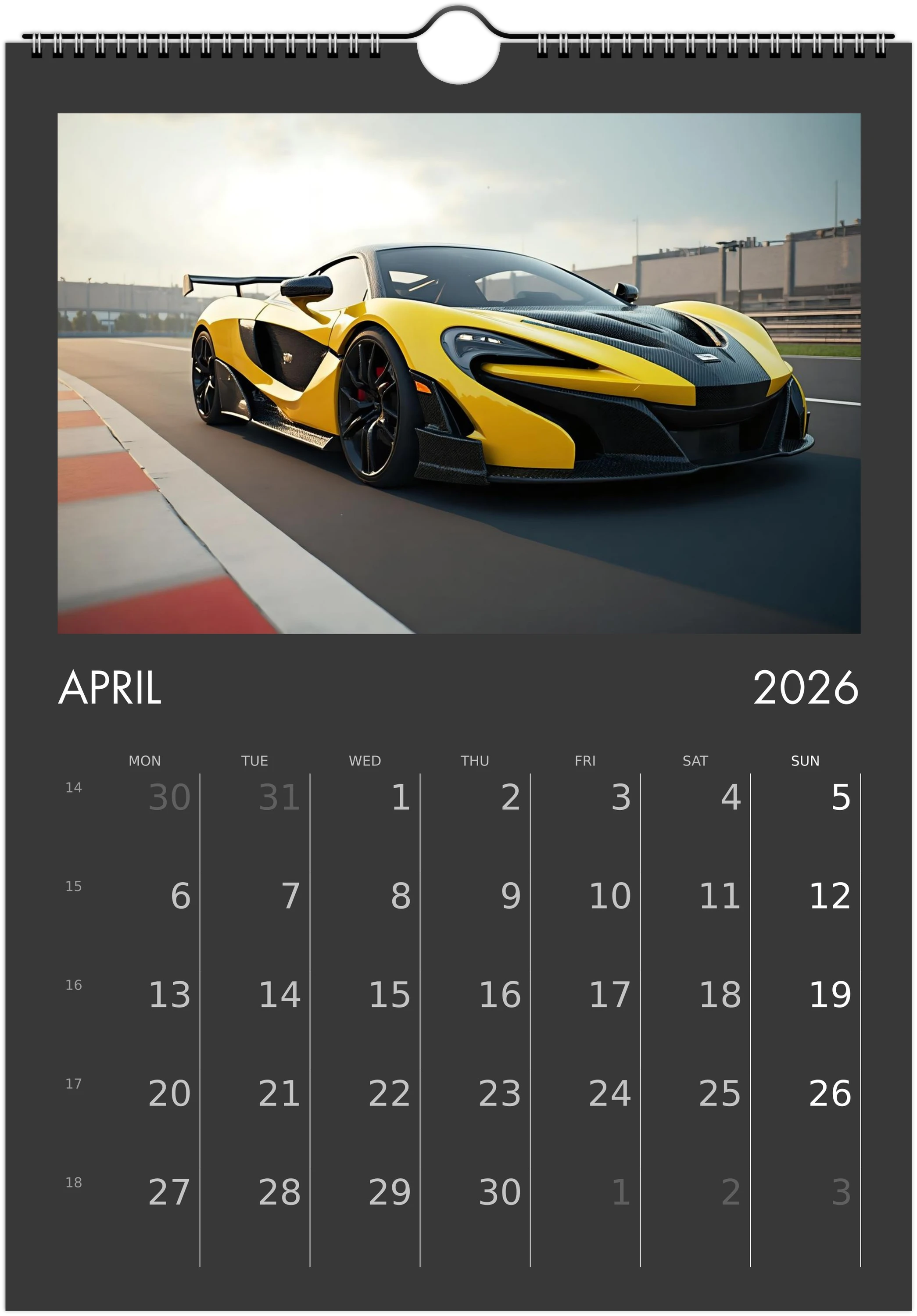 2026 Calendar | ENGLISH | Ultra Racing Sports Cars. Futuristic Sports Vehicles Racing Car for Speed Lovers