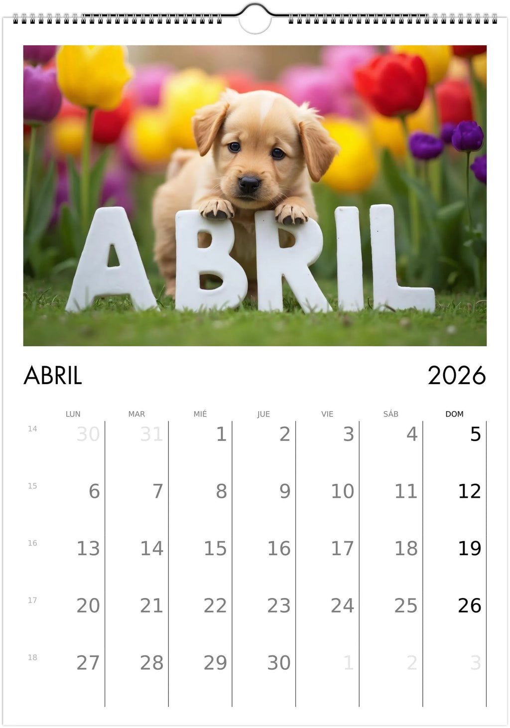 2026 Cute Puppies Calendar 🐶 | ENGLISH | Beautiful Dog Calendar A4/A3 | Gift for Dog Lovers | Decorative Cute Puppies 2026 Calendar