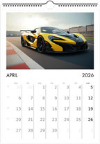 2026 Calendar | ENGLISH | Ultra Racing Sports Cars. Futuristic Sports Vehicles Racing Car for Speed Lovers