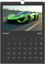 2026 Calendar | SPANISH | Sports and Futuristic Vehicles Race Car