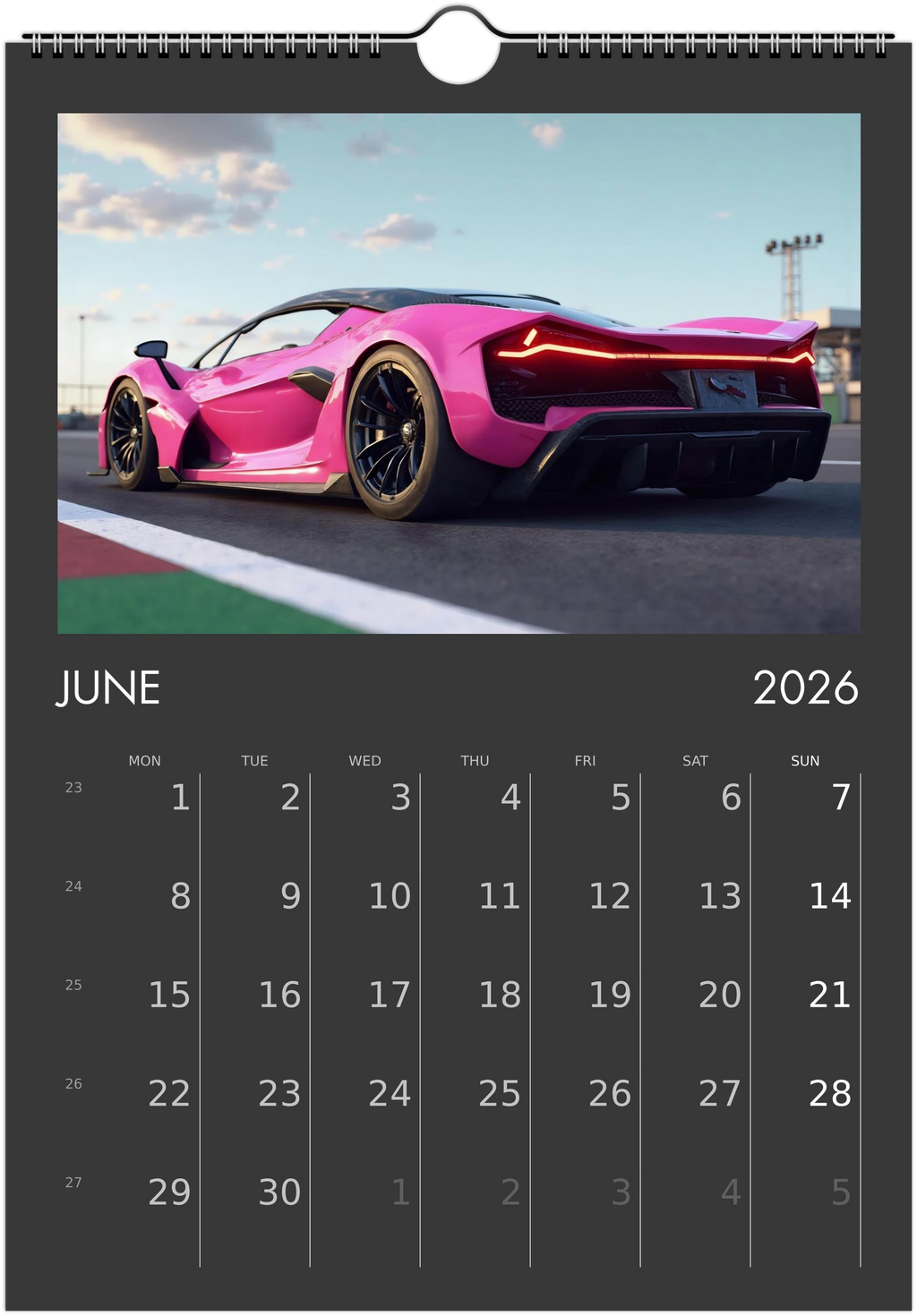 2026 Calendar | ENGLISH | Ultra Racing Sports Cars. Futuristic Sports Vehicles Racing Car for Speed Lovers
