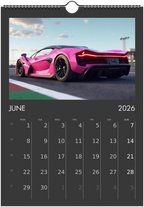 2026 Calendar | ENGLISH | Ultra Racing Sports Cars. Futuristic Sports Vehicles Racing Car for Speed Lovers