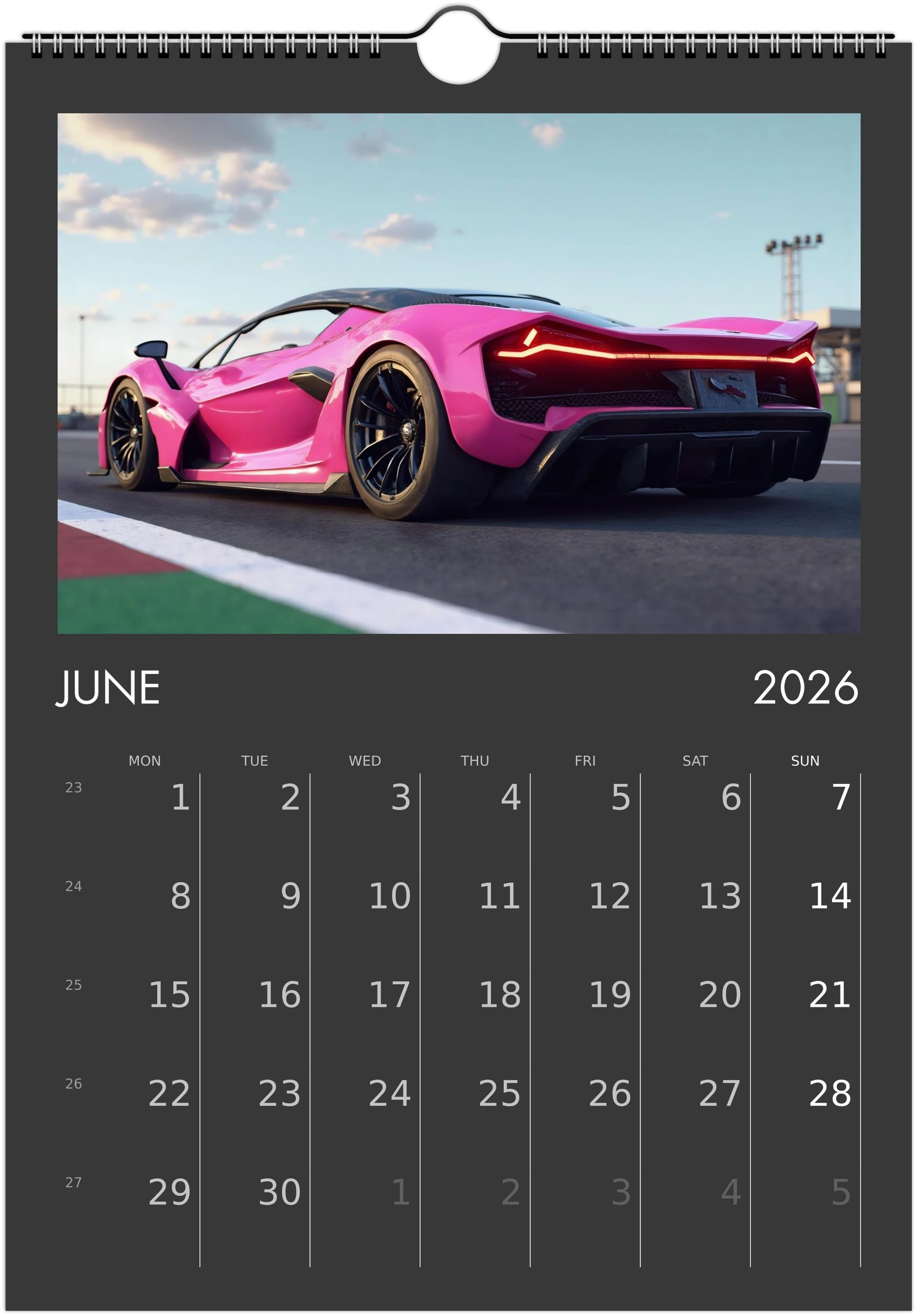 2026 Calendar | ENGLISH | Ultra Racing Sports Cars. Futuristic Sports Vehicles Racing Car for Speed Lovers