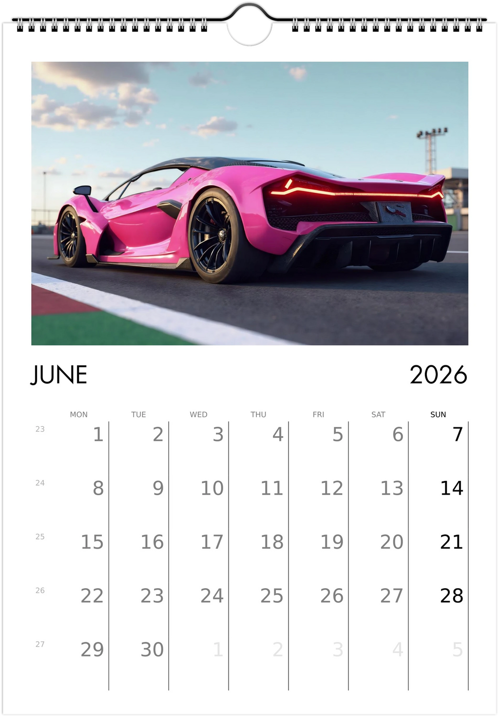 2026 Calendar | ENGLISH | Ultra Racing Sports Cars. Futuristic Sports Vehicles Racing Car for Speed Lovers