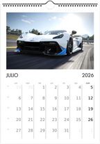 2026 Calendar | SPANISH | Sports and Futuristic Vehicles Race Car