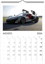 2026 Calendar | SPANISH | Sports and Futuristic Vehicles Race Car