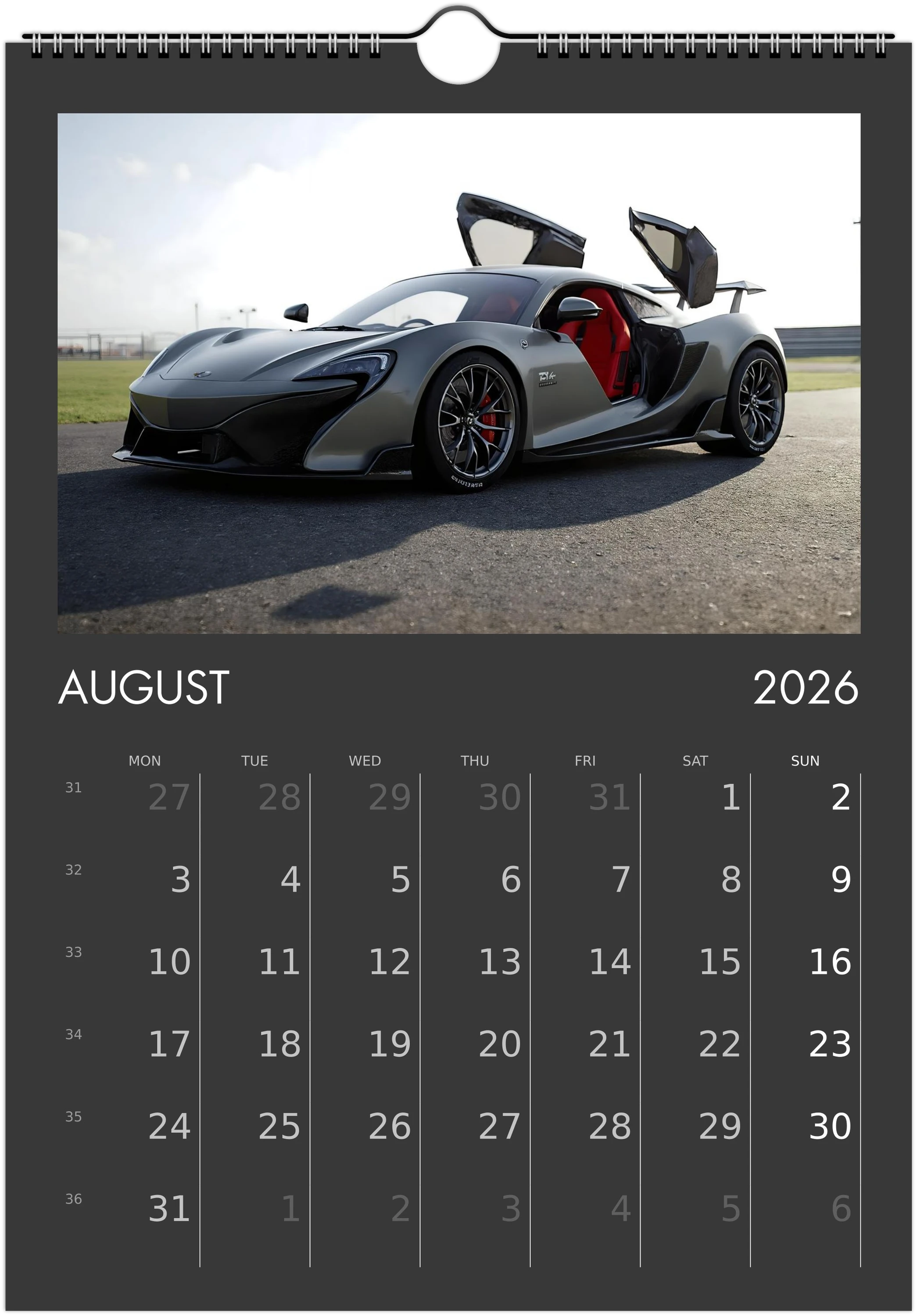 2026 Calendar | ENGLISH | Ultra Racing Sports Cars. Futuristic Sports Vehicles Racing Car for Speed Lovers
