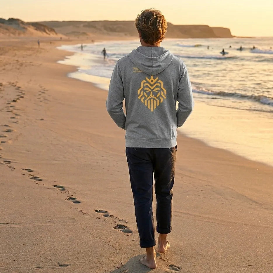 Unisex Zip-Up Hoodie Poseidon Surf Academy 🌊 | Organic Cotton and Recycled Polyester | Sustainable Surf Hoodie for Men and Women