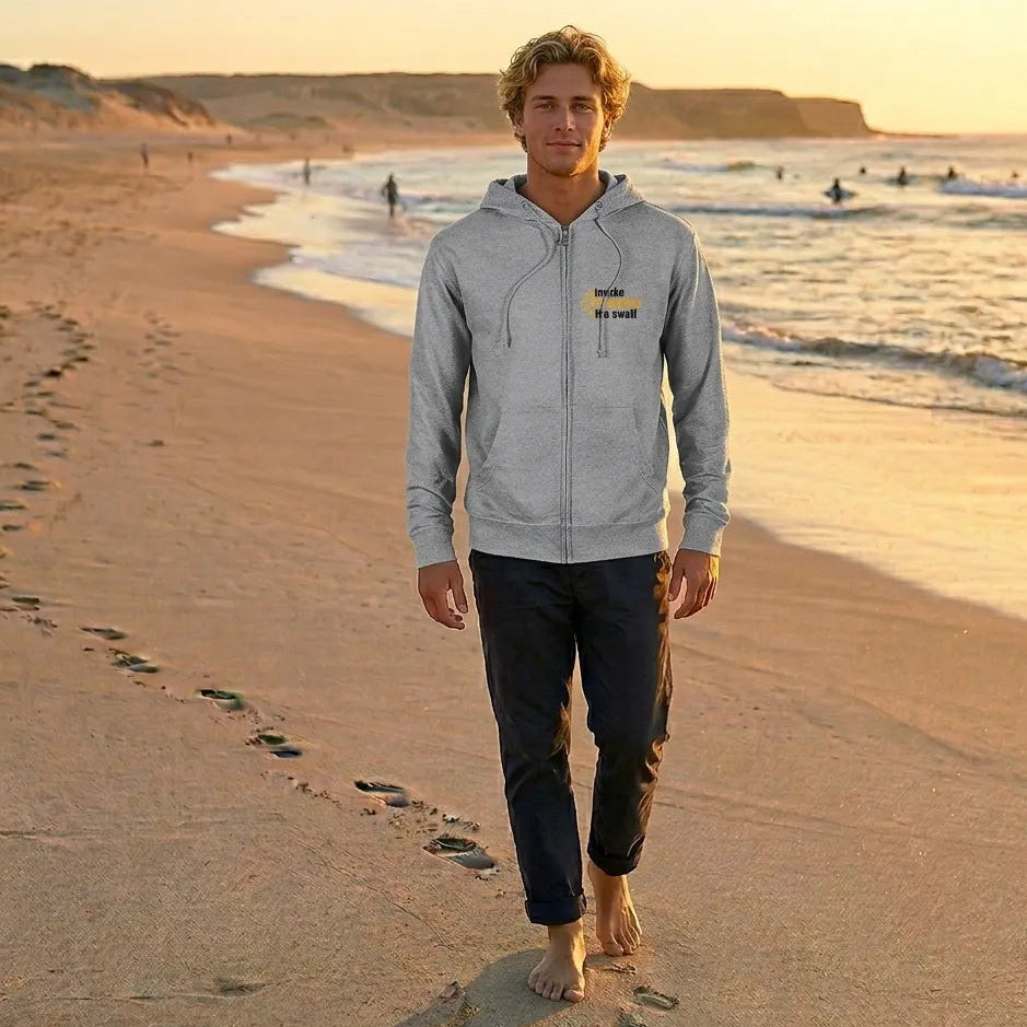 Unisex Zip-Up Hoodie Poseidon Surf Academy 🌊 | Organic Cotton and Recycled Polyester | Sustainable Surf Hoodie for Men and Women