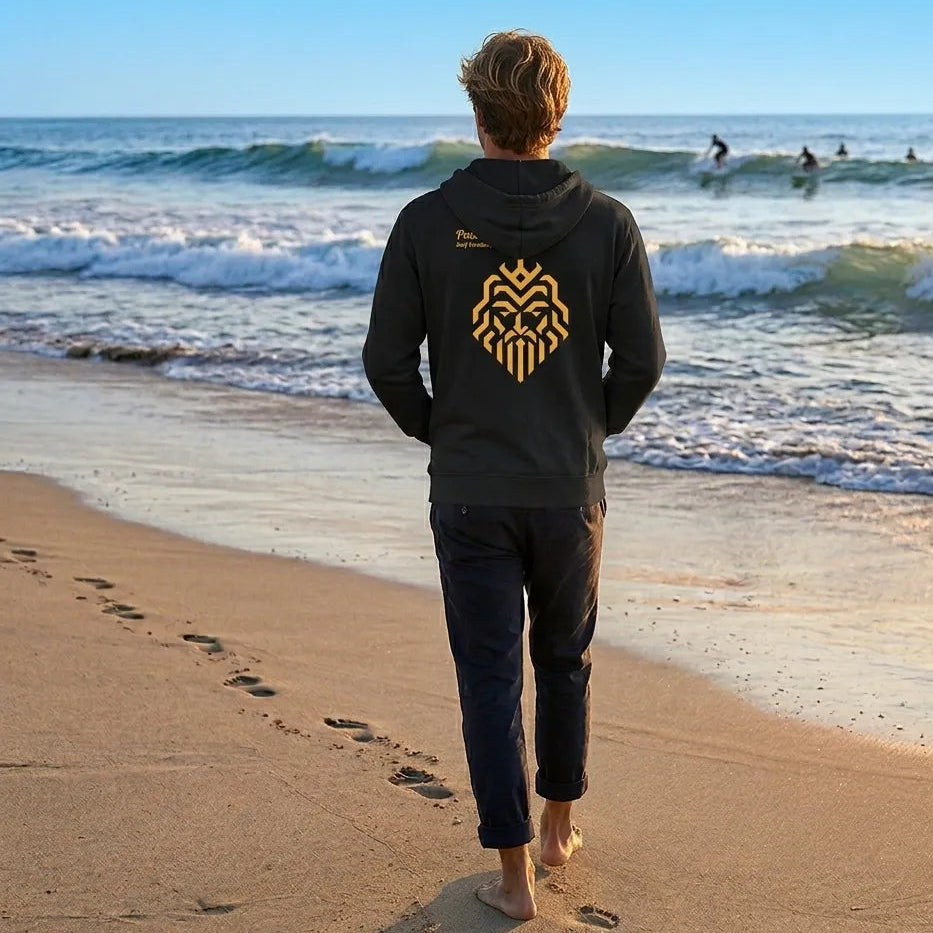 Unisex Zip-Up Hoodie Poseidon Surf Academy 🌊 | Organic Cotton and Recycled Polyester | Sustainable Surf Hoodie for Men and Women